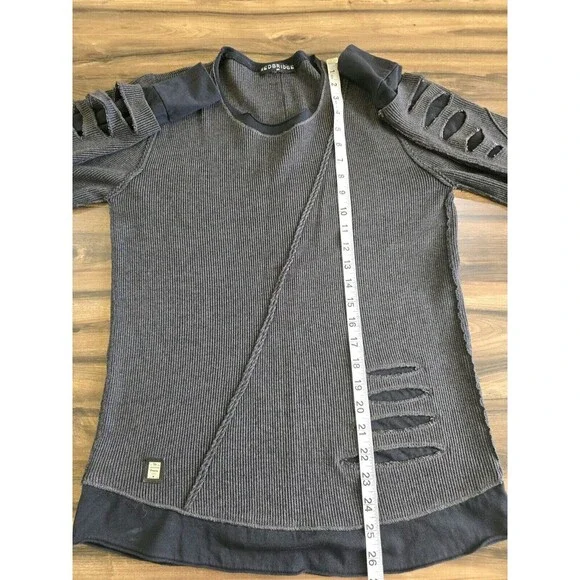 RedBridge Men Ripped Layers Longsleeve Sweatshirt Anthracite Size Medium Black - Picture 12 of 13